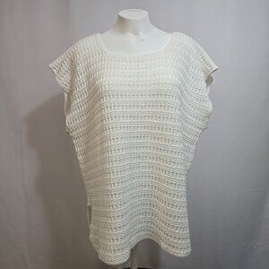VTG Ananda Bliss San Francisco Knit Sweater Vest Womens Oversized White USA Made
